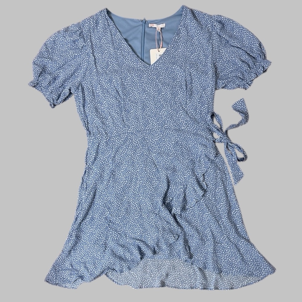 Gianna Bini Blue Polka Dot Mini Wrap Dress